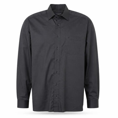 Casa Moda Men's Grey Striped Long Sleeve Non-Iron Cotton Shirt Size 47
