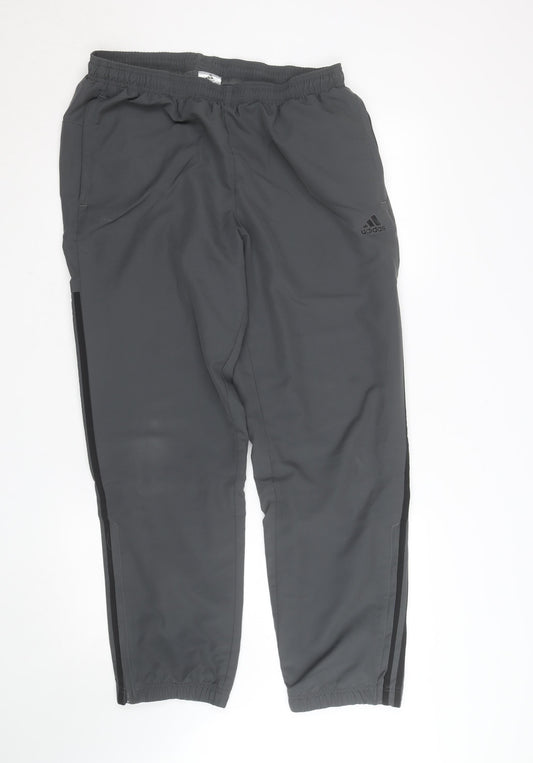Adidas Men's Grey Track Pants L Lightweight Activewear Trousers