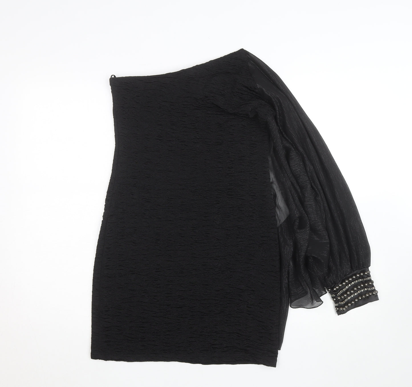 Jasmine London Women's Black One Shoulder Beaded Blouse Size 12