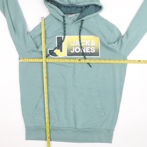 Jack & Jones Men’s Green L Pullover Hoodie Graphic Logo