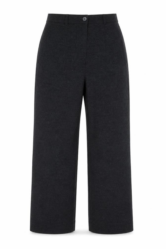 Front view of Basler Women's Black Wool Blend Formal Pleated Trousers, size 8