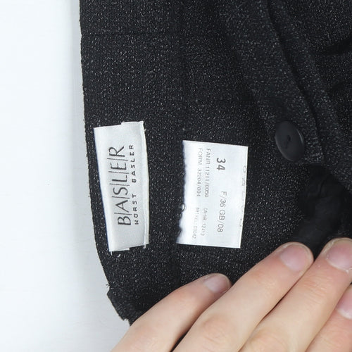 Basler Women's Black Wool Blend Formal Pleated Trousers Size 8