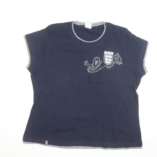 England Women's Blue Cotton Short Sleeve T-Shirt Size 24