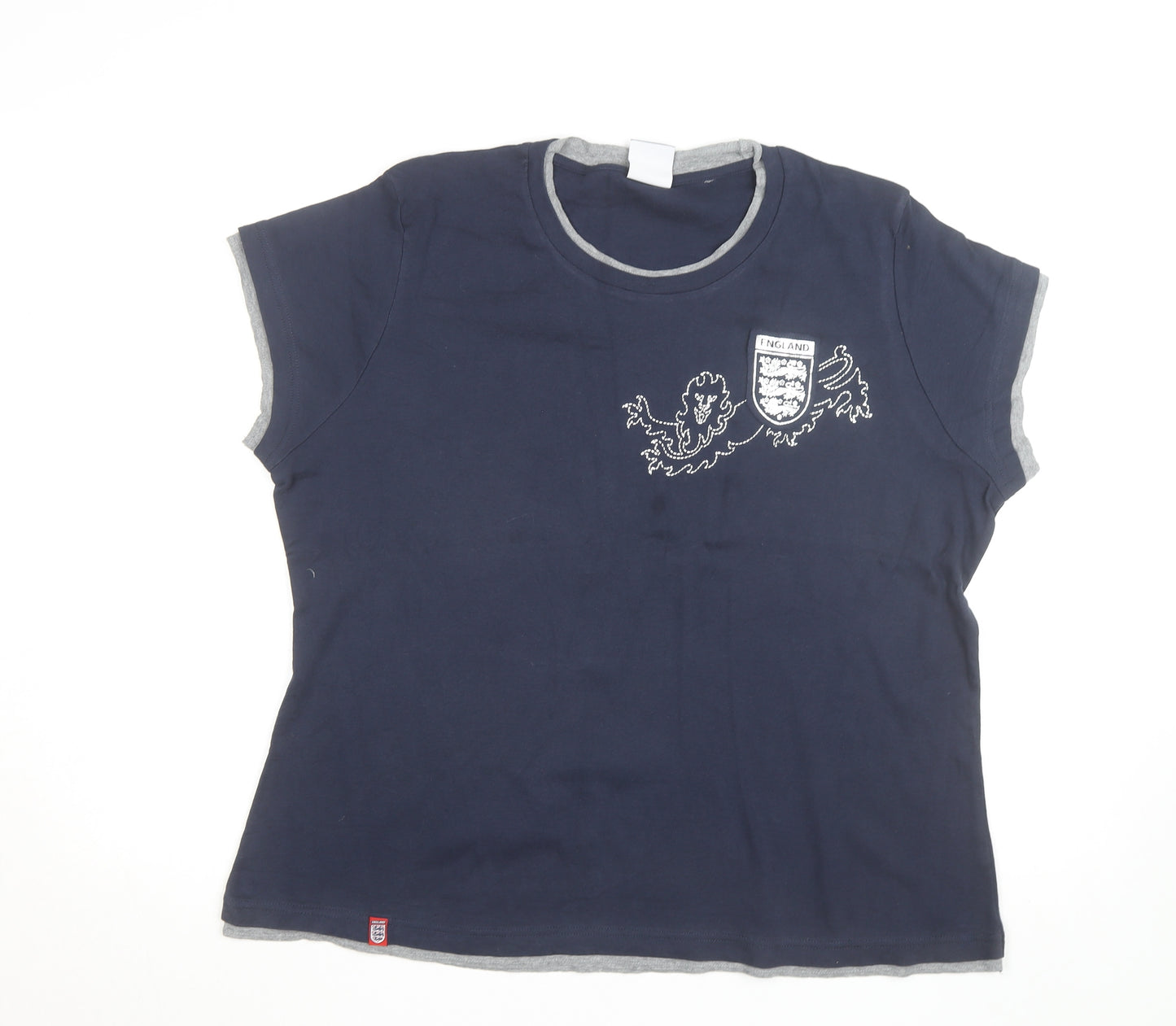 England Women's Blue Cotton Short Sleeve T-Shirt Size 24
