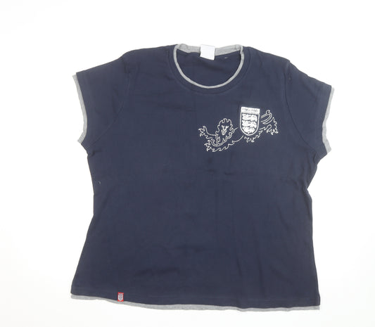 England Women's Blue Cotton Short Sleeve T-Shirt Size 24