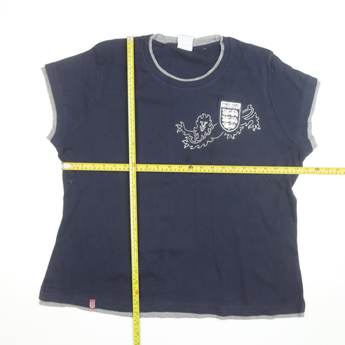 England Women's Blue Cotton Short Sleeve T-Shirt Size 24