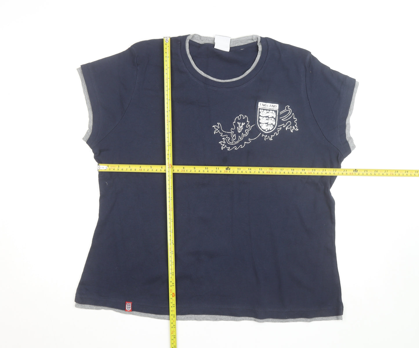England Women's Blue Cotton Short Sleeve T-Shirt Size 24