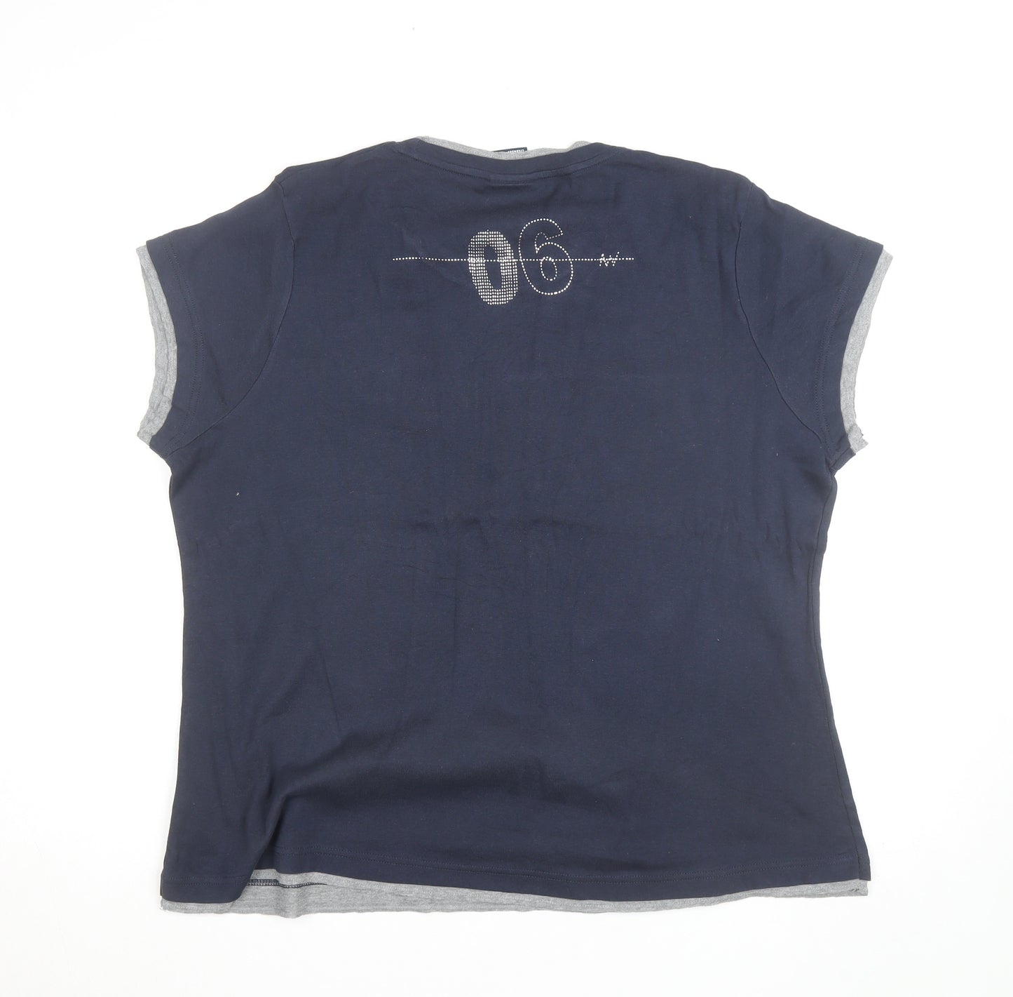 England Women's Blue Cotton Short Sleeve T-Shirt Size 24