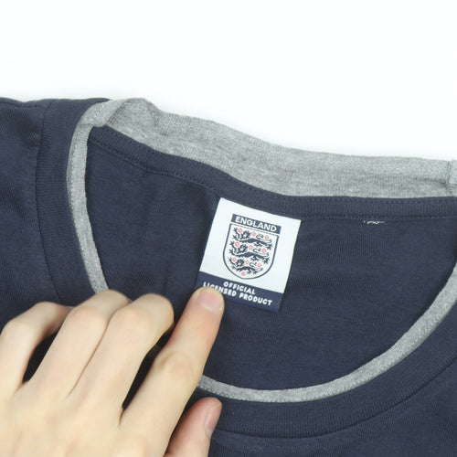 England Women's Blue Cotton Short Sleeve T-Shirt Size 24