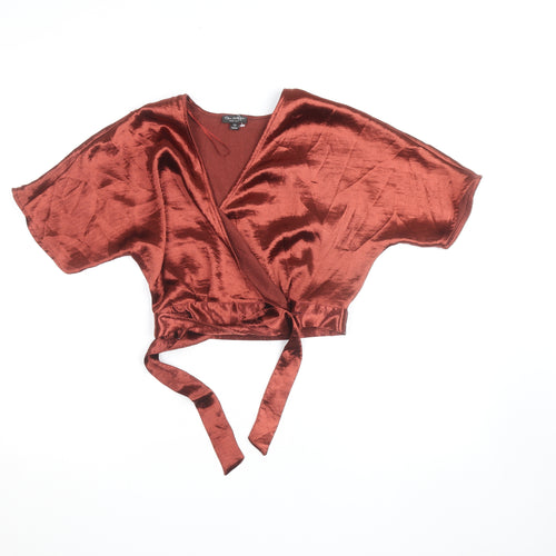 Miss Selfridge Womens Brown Velvet Wrap Blouse Size 8