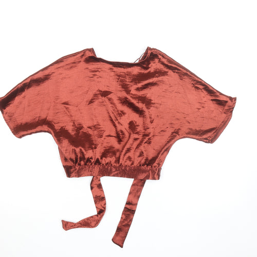 Miss Selfridge Womens Brown Velvet Wrap Blouse Size 8