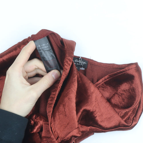 Miss Selfridge Womens Brown Velvet Wrap Blouse Size 8