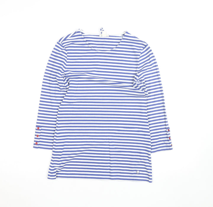Esprit Women Blue White Striped Long Sleeve Boat Neck T-Shirt L
