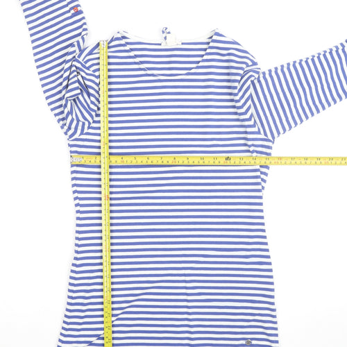 Esprit Women Blue White Striped Long Sleeve Boat Neck T-Shirt L