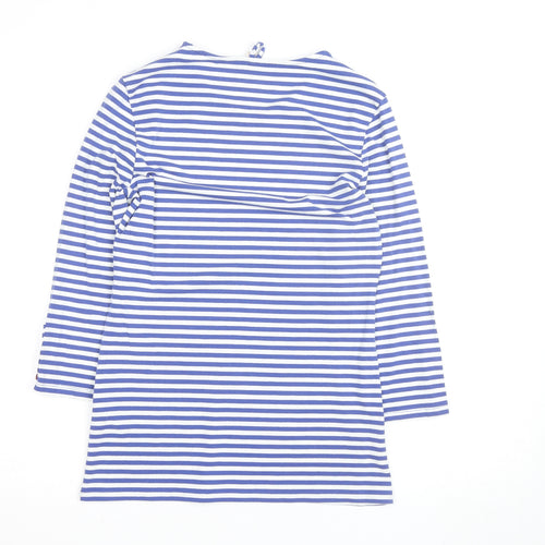Esprit Women Blue White Striped Long Sleeve Boat Neck T-Shirt L