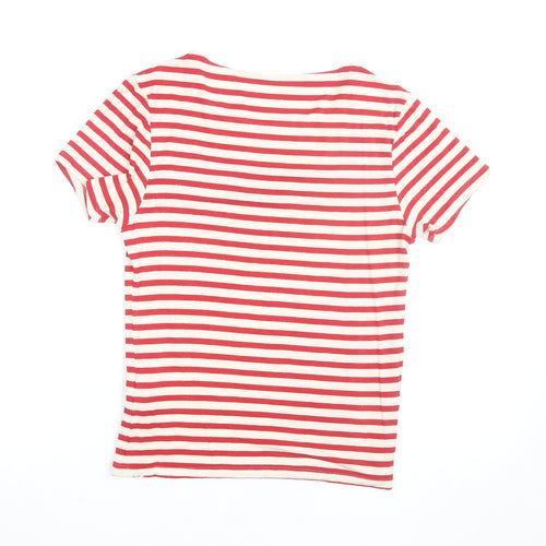 Fever Women's Red Striped Bow T-Shirt Size 8 Short Sleeve Cotton