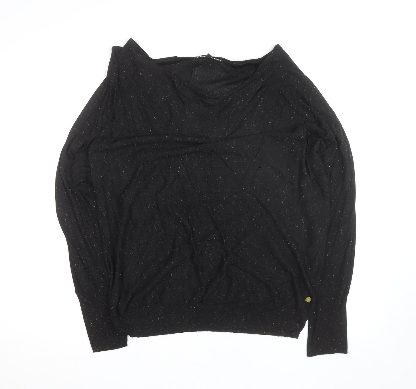 Biba Women's Black Glitter Boat Neck L Knit Jumper
