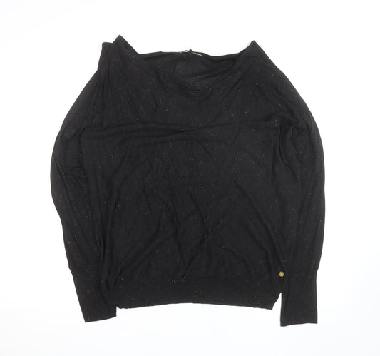 Biba Women's Black Glitter Boat Neck L Knit Jumper