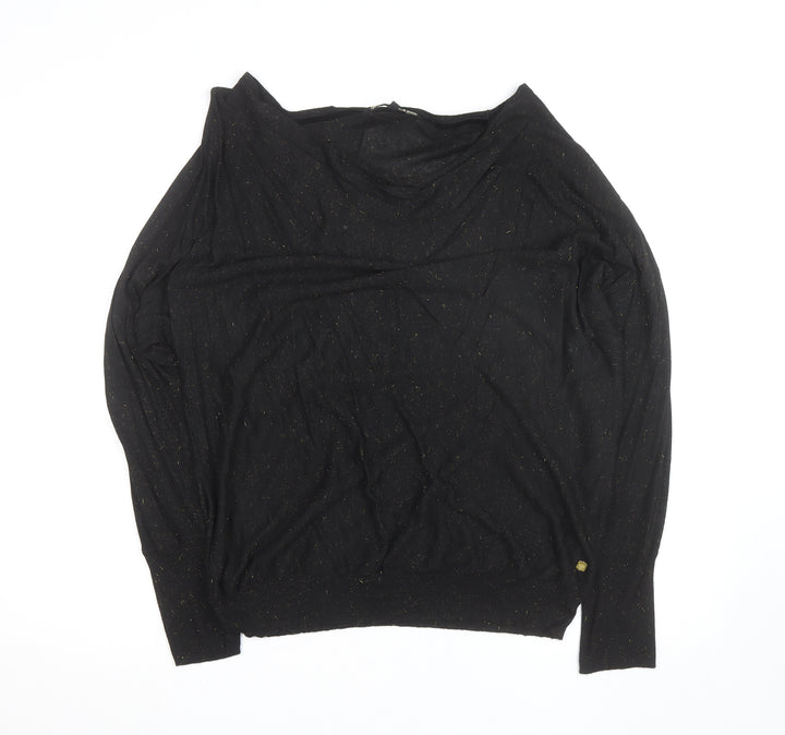 Biba Women's Black Glitter Boat Neck L Knit Jumper