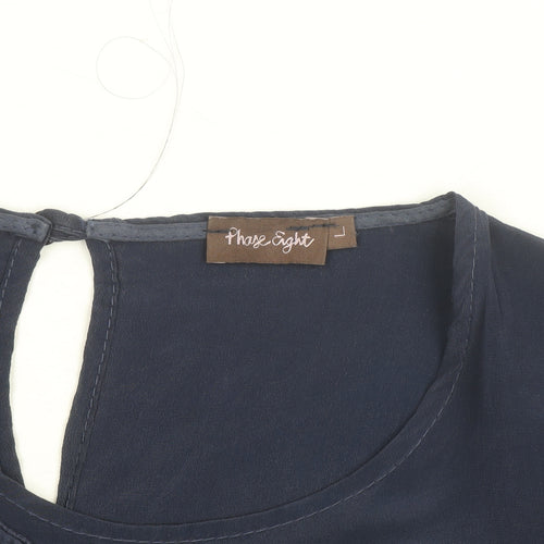 Phase Eight Women's Blue Silk Cotton Ruffle Tunic Blouse Size 12