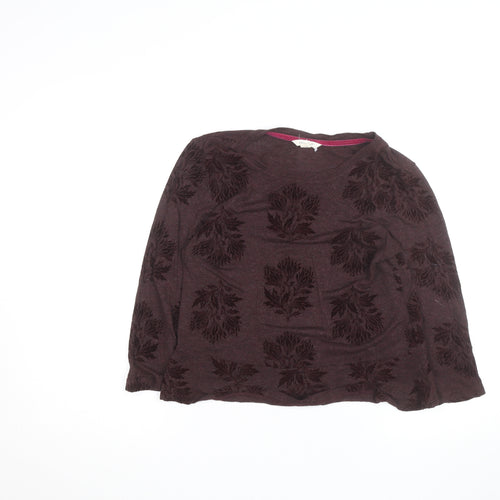 White Stuff Women's Brown Floral Tunic Top Size 12 Long Sleeve