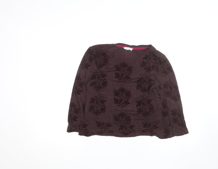 White Stuff Women's Brown Floral Tunic Top Size 12 Long Sleeve