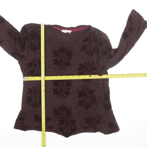 White Stuff Women's Brown Floral Tunic Top Size 12 Long Sleeve