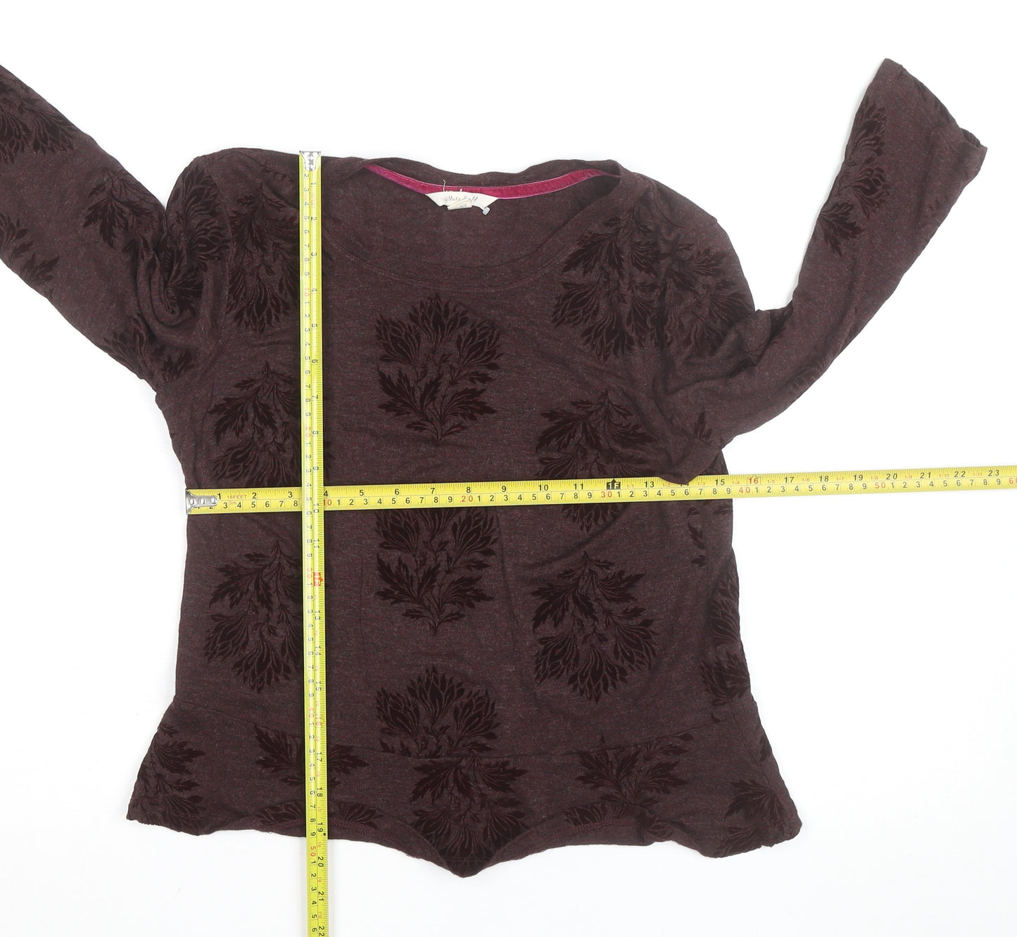 White Stuff Women's Brown Floral Tunic Top Size 12 Long Sleeve