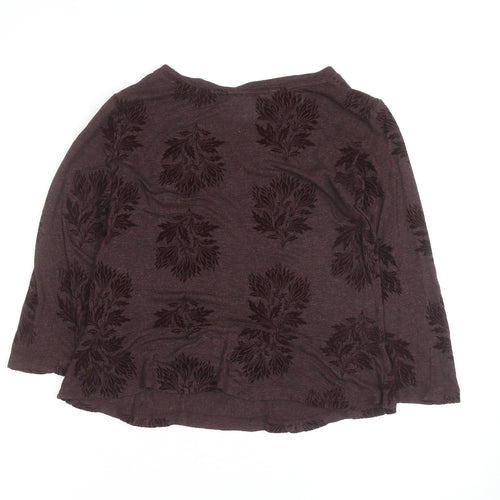White Stuff Women's Brown Floral Tunic Top Size 12 Long Sleeve