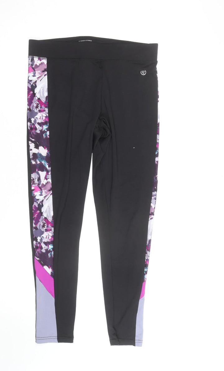Dunnes Stores Women Black Floral Gym Leggings Size 12