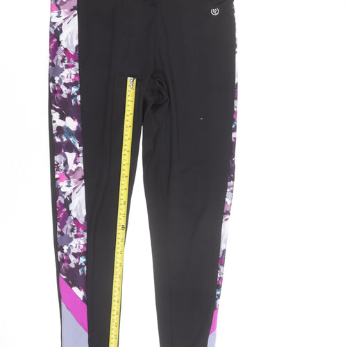 Dunnes Stores Women Black Floral Gym Leggings Size 12