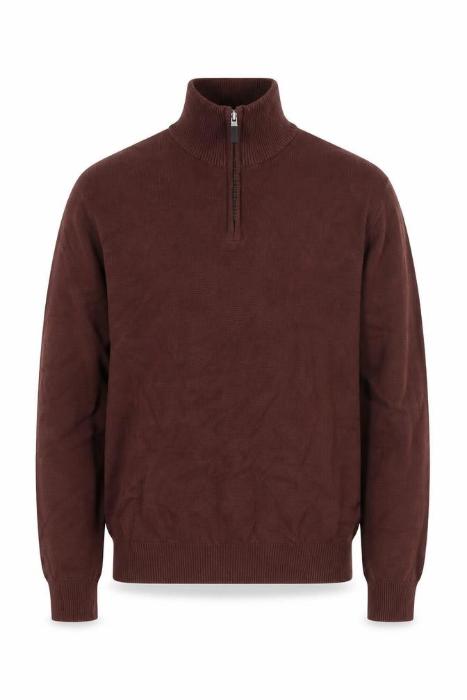 Next Men's Brown 1/4 Zip Cotton Knit Jacket Size S Regular
