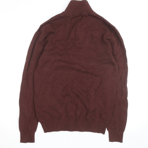Next Men's Brown 1/4 Zip Cotton Knit Jacket Size S Regular
