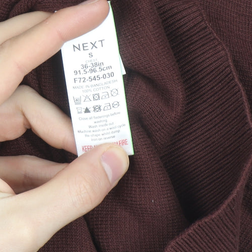 Next Men's Brown 1/4 Zip Cotton Knit Jacket Size S Regular