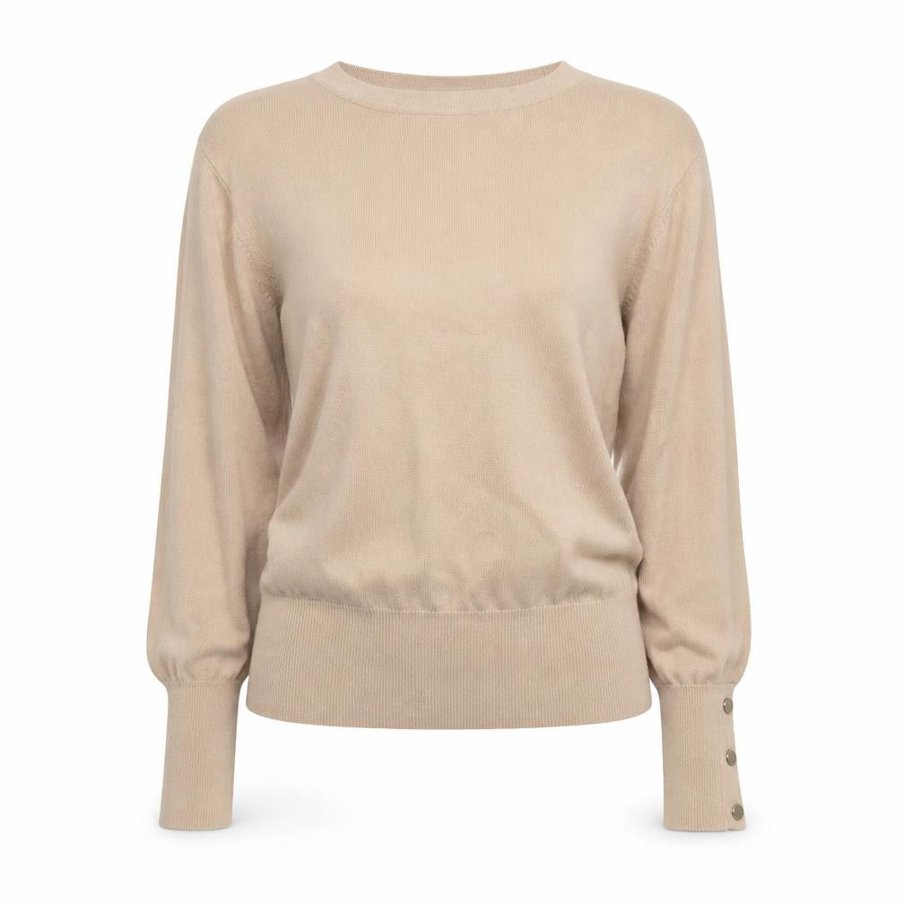 Front view of Friends Like These Women’s Beige Crew Neck jumper, size UK 12