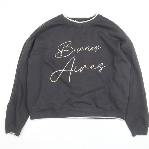 Next Women's Black Buenos Aires Sweatshirt M Cotton Blend