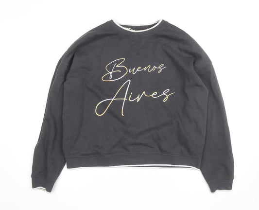 Next Women's Black Buenos Aires Sweatshirt M Cotton Blend