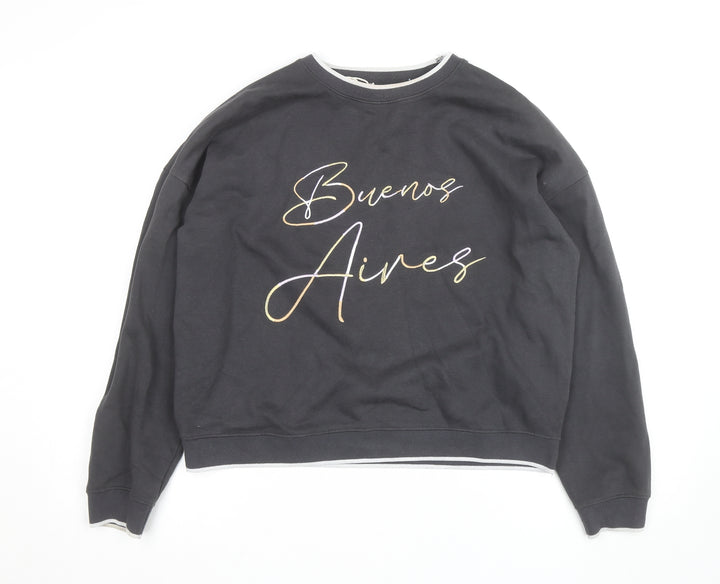 Next Women's Black Buenos Aires Sweatshirt M Cotton Blend