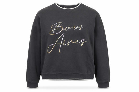 Front view of Next Women's Black Buenos Aires Sweatshirt M Cotton Blend