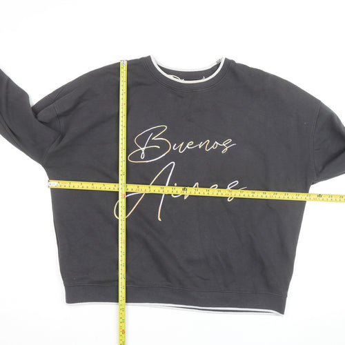 Next Women's Black Buenos Aires Sweatshirt M Cotton Blend