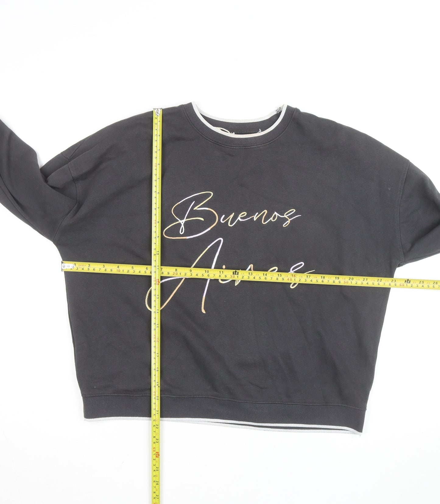 Next Women's Black Buenos Aires Sweatshirt M Cotton Blend