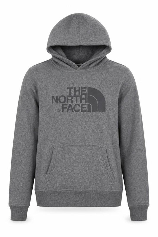 Front view of The North Face boys’ grey pullover hoodie xl youth cotton blend
