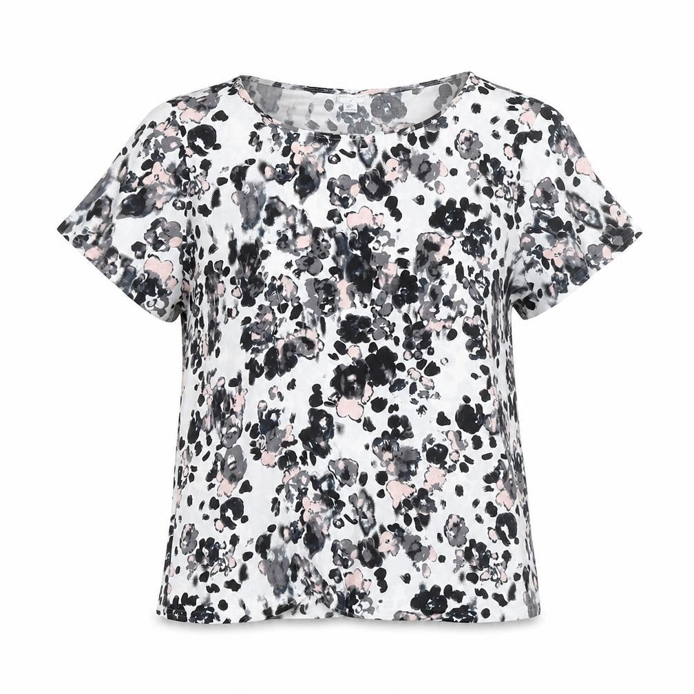 Front view of Jacqueline de Yong Women's Multicoloured Floral Short Sleeve Blouse M