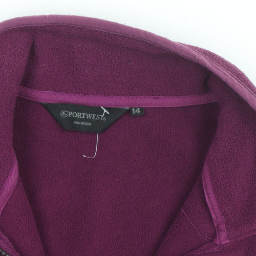Portwest Womens Purple Fleece Jacket Size 14 Full Zip Lightweight Outdoor