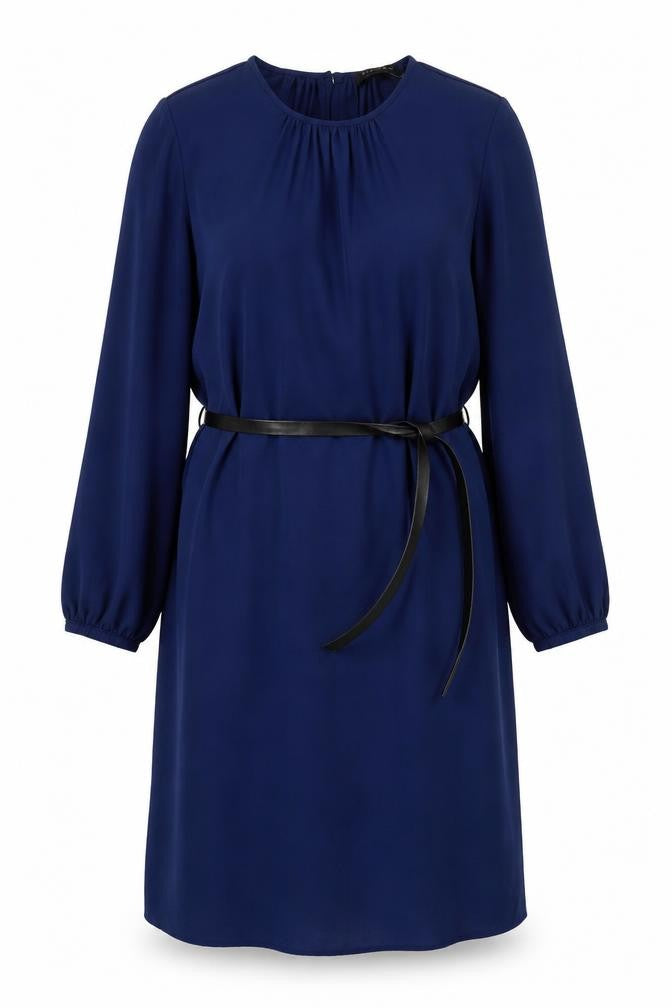 Front view of Piombo Women’s Blue Knee Length Shift Dress, size UK 12