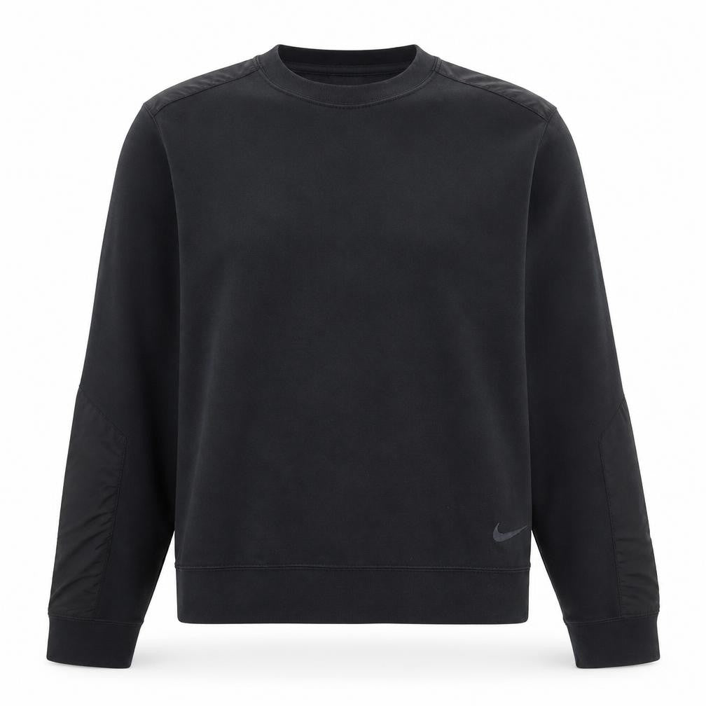 Front view of Nike Men's Black Crew Neck Pullover Sweatshirt, size L