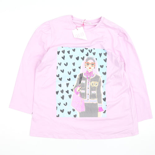 Savida Women Pink Long Sleeve Graphic T-Shirt Size 14