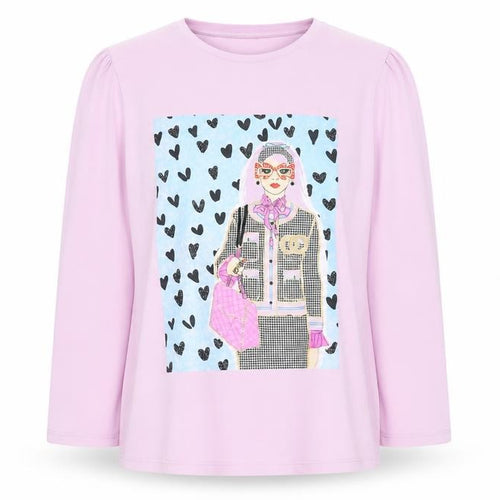 Savida Women Pink Long Sleeve Graphic T-Shirt Size 14