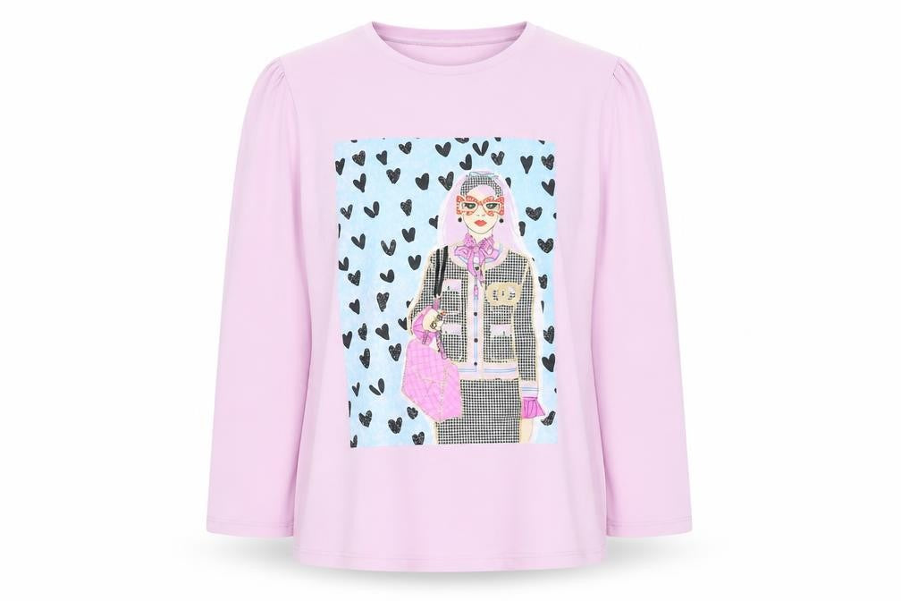 Savida Women Pink Long Sleeve Graphic T-Shirt Size 14
