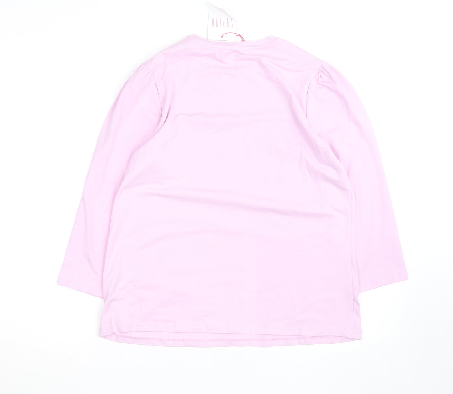 Savida Women Pink Long Sleeve Graphic T-Shirt Size 14